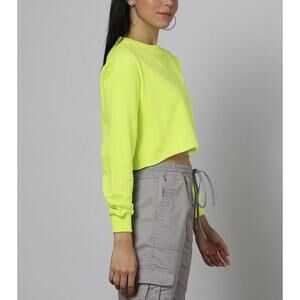 Redfox Women's Crew Neck Fleece Cropped‎ Red Sweatshirt Top Size S